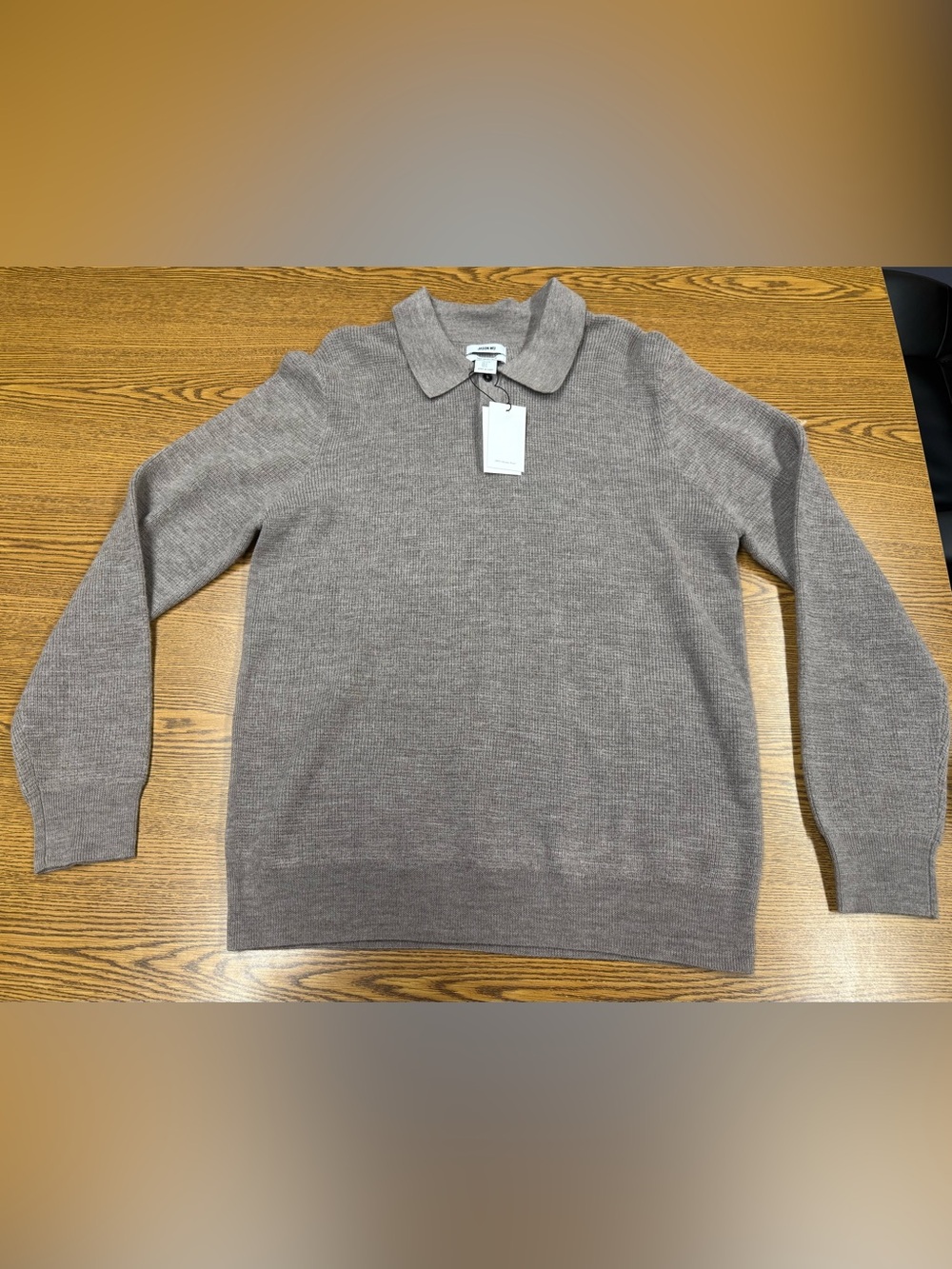 Jason Wu Men’s 100% Merino Wool waffle knit Pullover L (nwt) light brown color